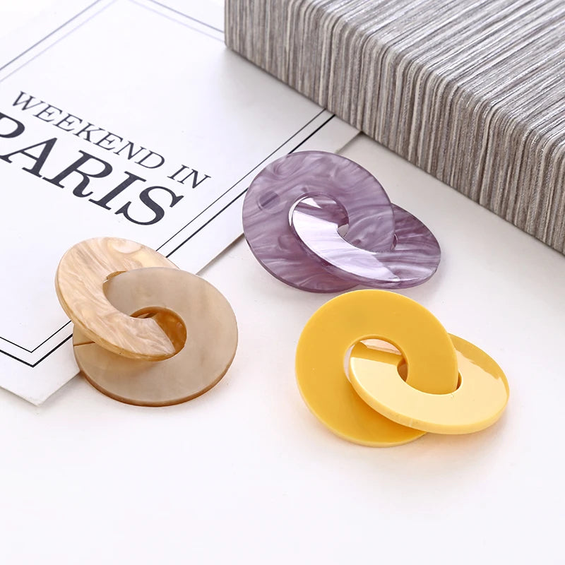 Round Acrylic Earrings Cross Circle — Swuffy