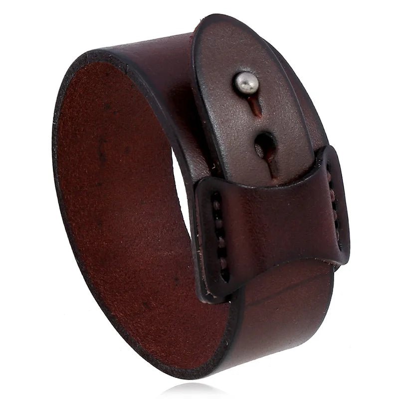 Vintage Leather Wide Cuff Bracelet — Swuffy