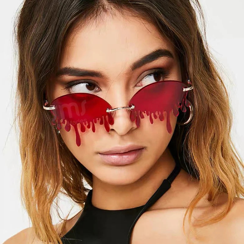 Rimless Sunglasses Woman Trendy Tears — Swuffy