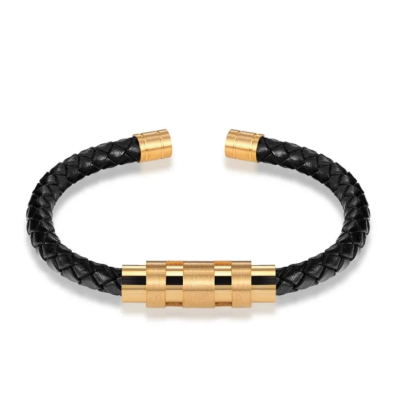 Punk Braided Leather Bracelet Stainless — Swuffy