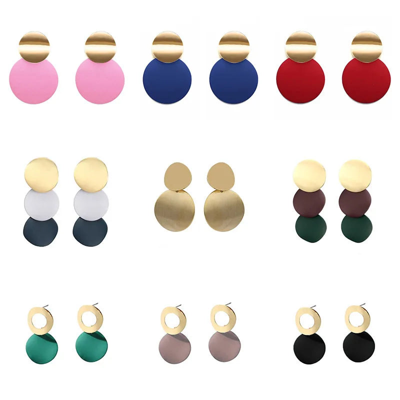 Korean Geometric Statement Hang Earrings — Swuffy