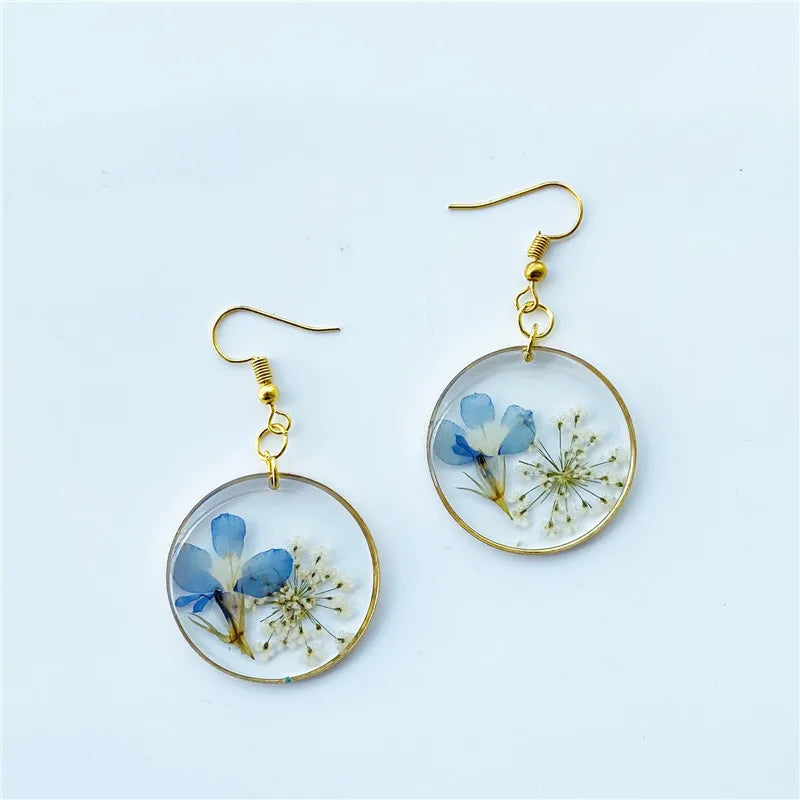 Real Flower Earring Unique Round — Swuffy