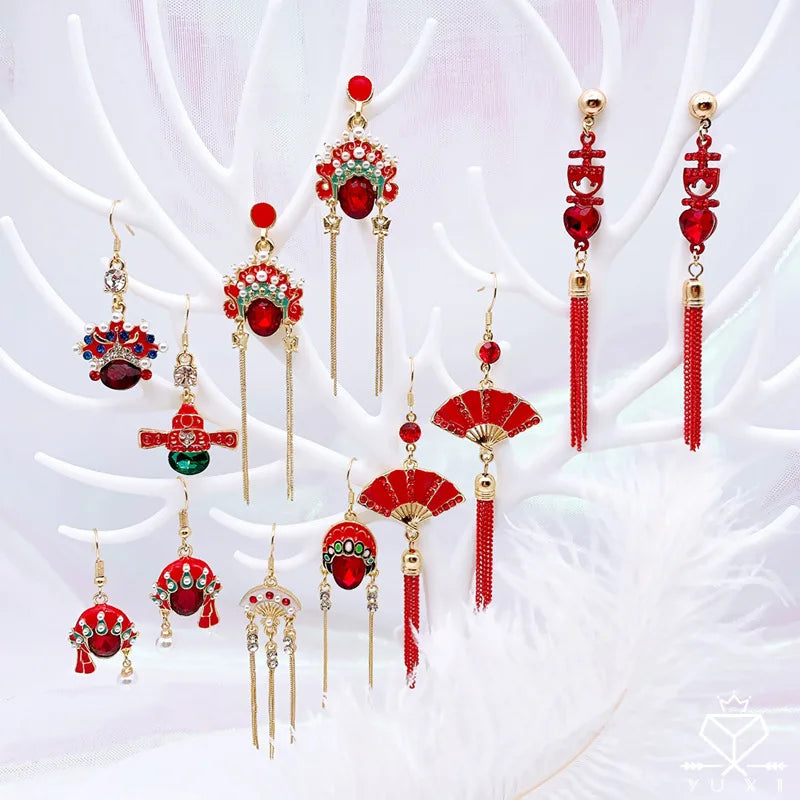 Vintage Peking Opera Earrings Chinese — Swuffy
