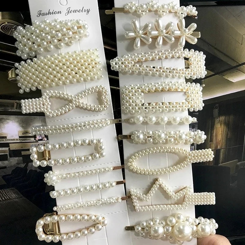 Geometric Handmade Pearls Hair Clips — Swuffy