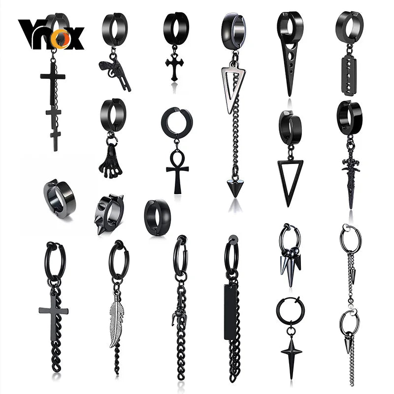Vnox Punk Clip Earrings Black — Swuffy