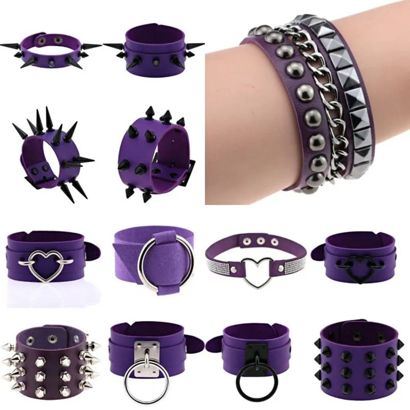Purple Goth Bracelets Punk Boho — Swuffy