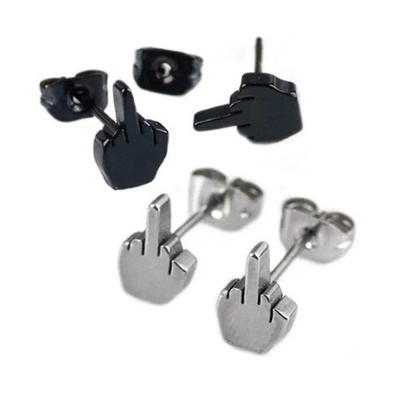 Punk Vertical Middle Finger Earrings — Swuffy