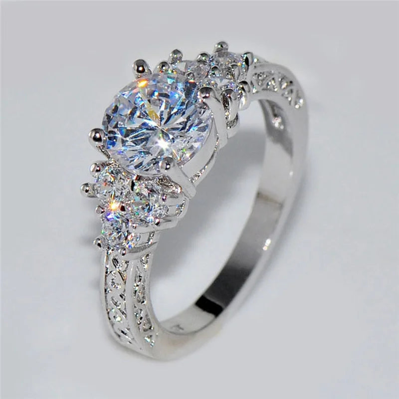 Exquisite Silver Engagement Rings White — Swuffy
