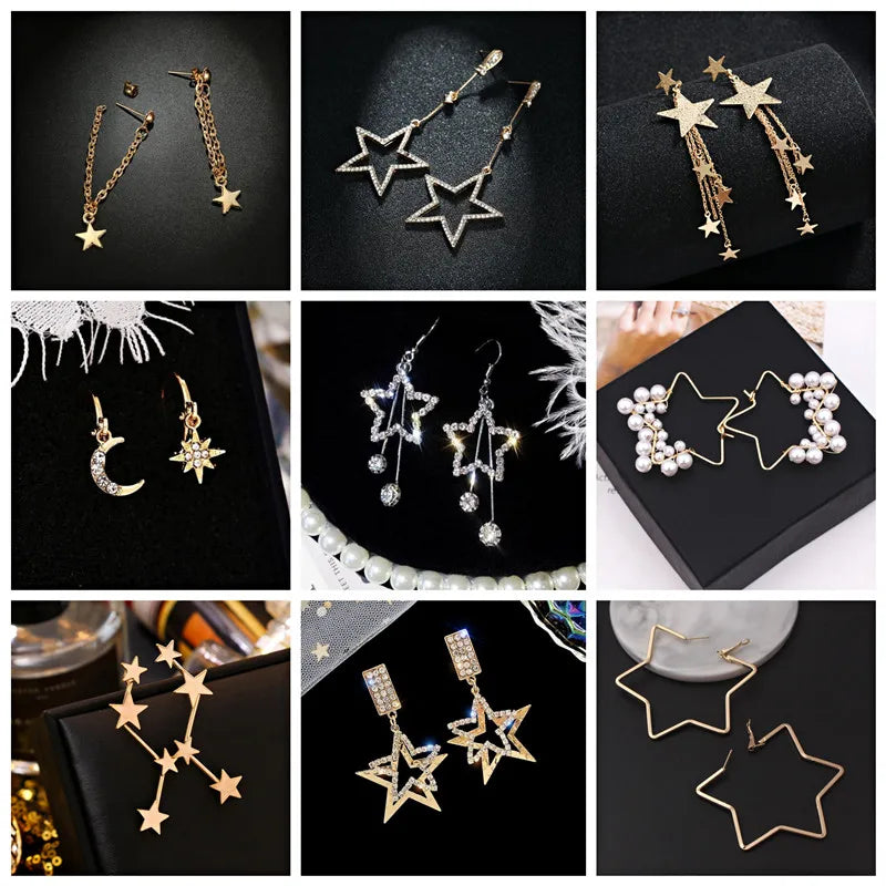 Star Pendants Hanging Earrings Hiphop — Swuffy