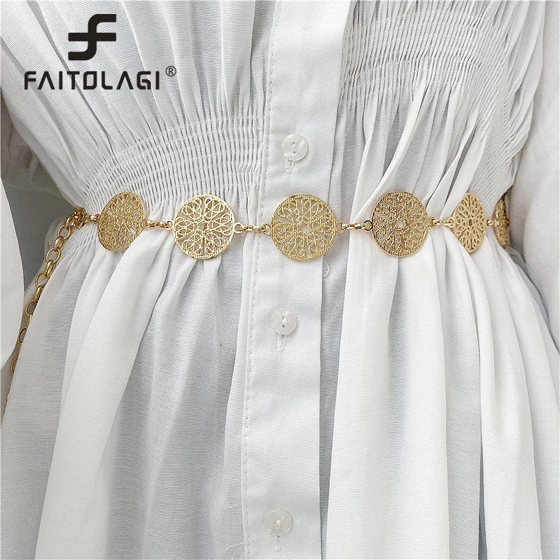 Elegant Round Metal Belt Retro — Swuffy