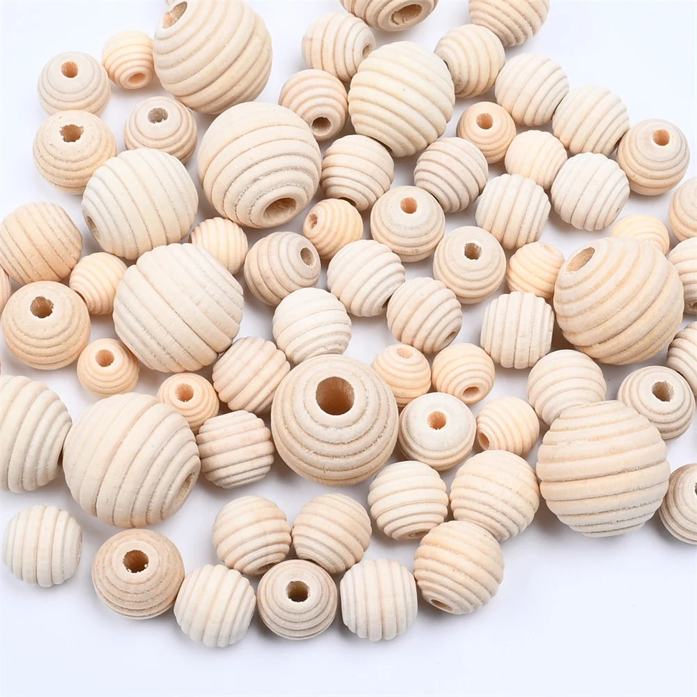 Natural Unfinished Threaded Wooden Beads — Swuffy