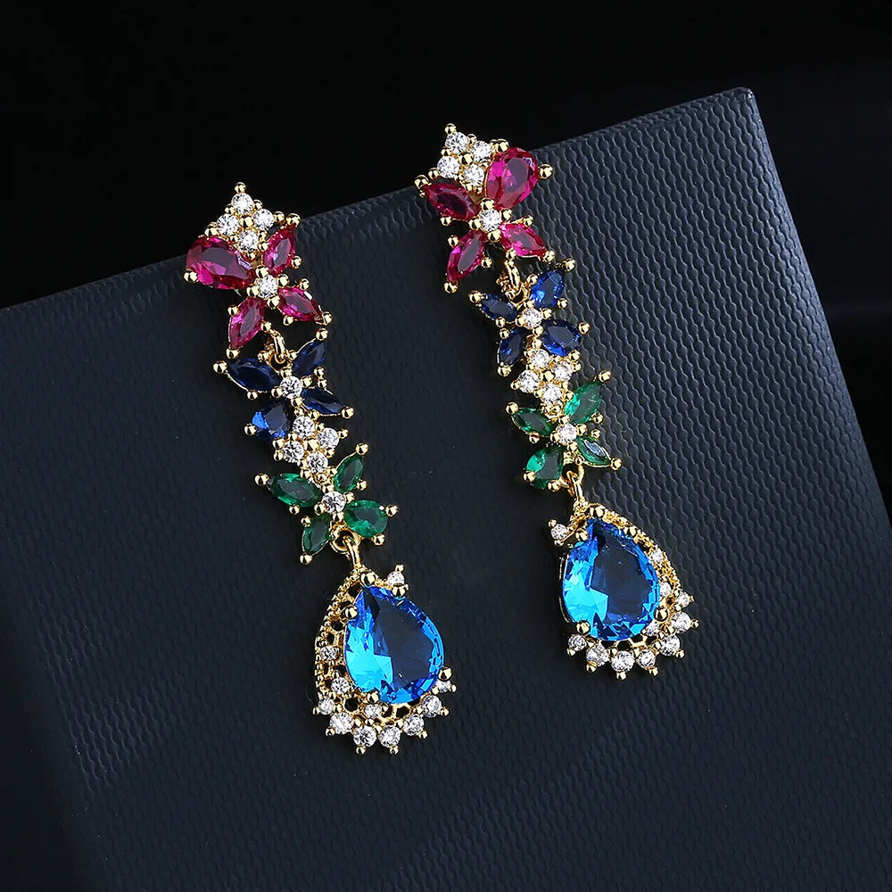 Retro Zircon Earrings Silver Trendy — Swuffy