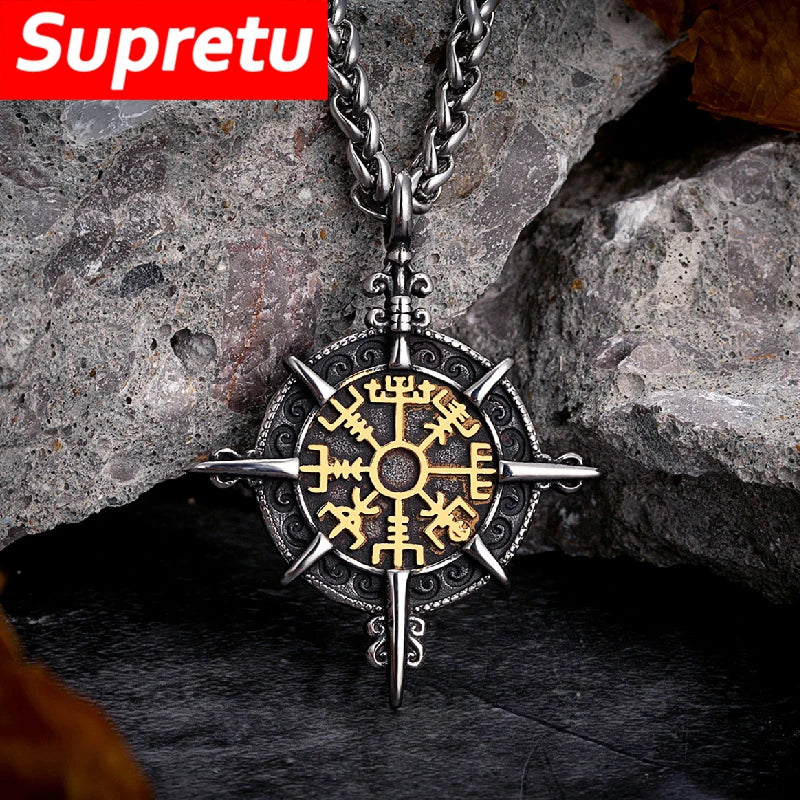 Viking Compass Necklaces Stainless Steel — Swuffy