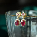 Ruby Silver Diamond Oval Earrings — Swuffy