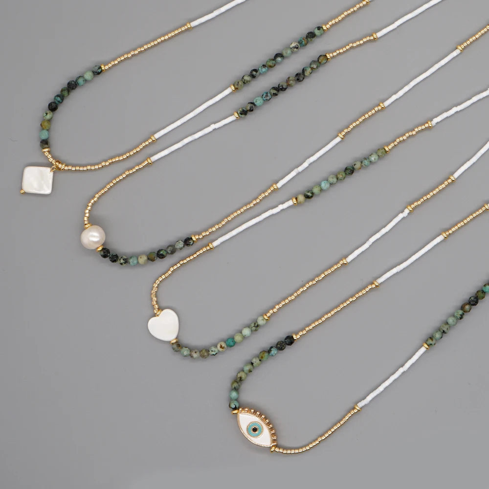 Simple Beaded Necklace Evil Eye — Swuffy