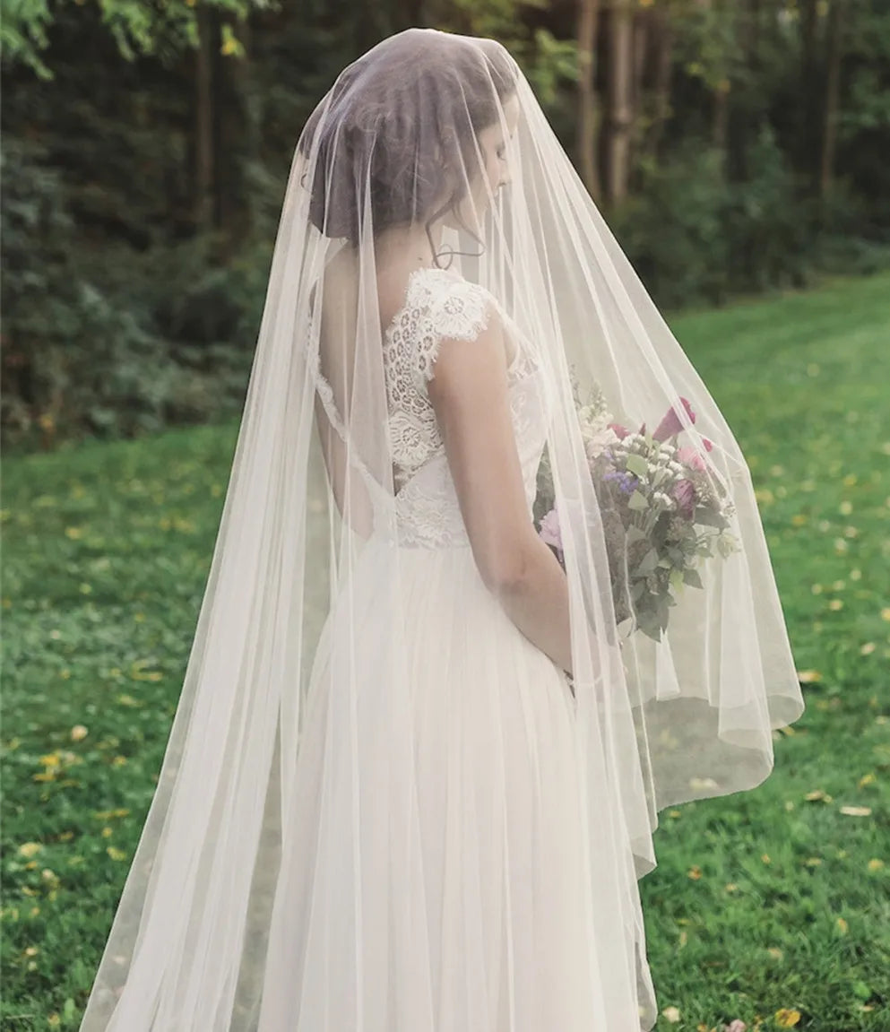 Long Wedding Veil Layer Blusher — Swuffy