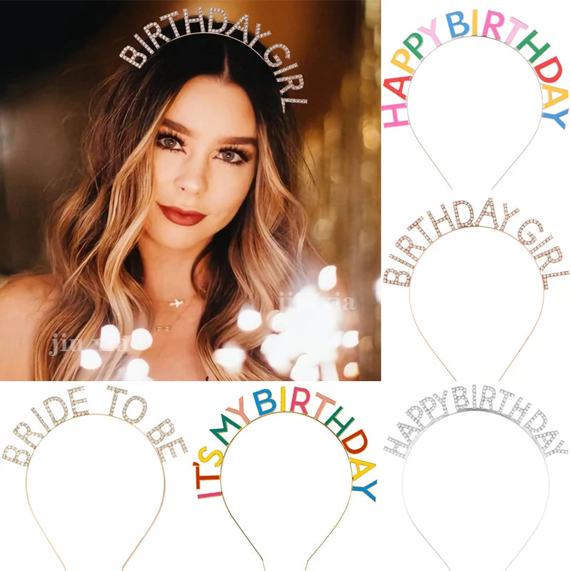 Birthday Rhinestone Crowns Hair Bands — Swuffy