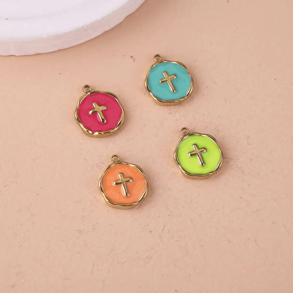 Enamel Cross Charms Earrings Pendants — Swuffy