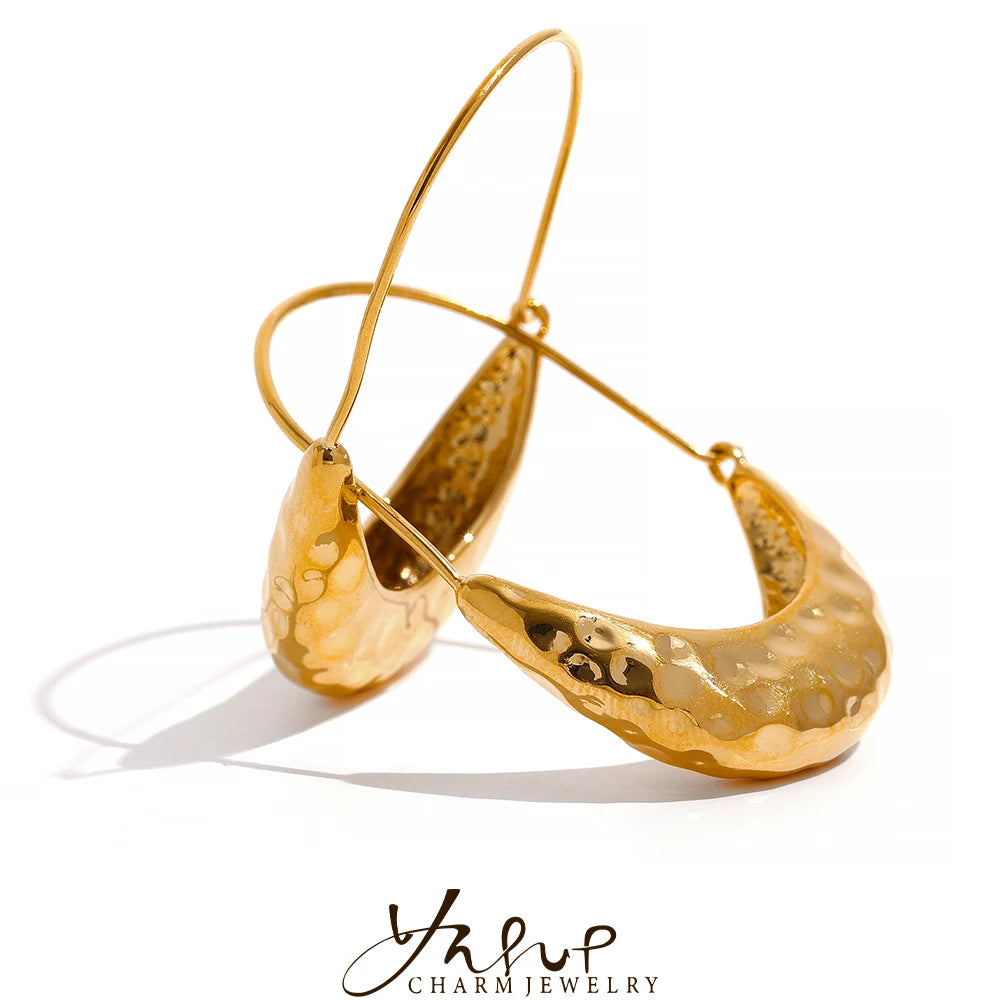 Nuvora Yhpup Golden Stainless Steel Drop Dangle Hoop — Nuvora