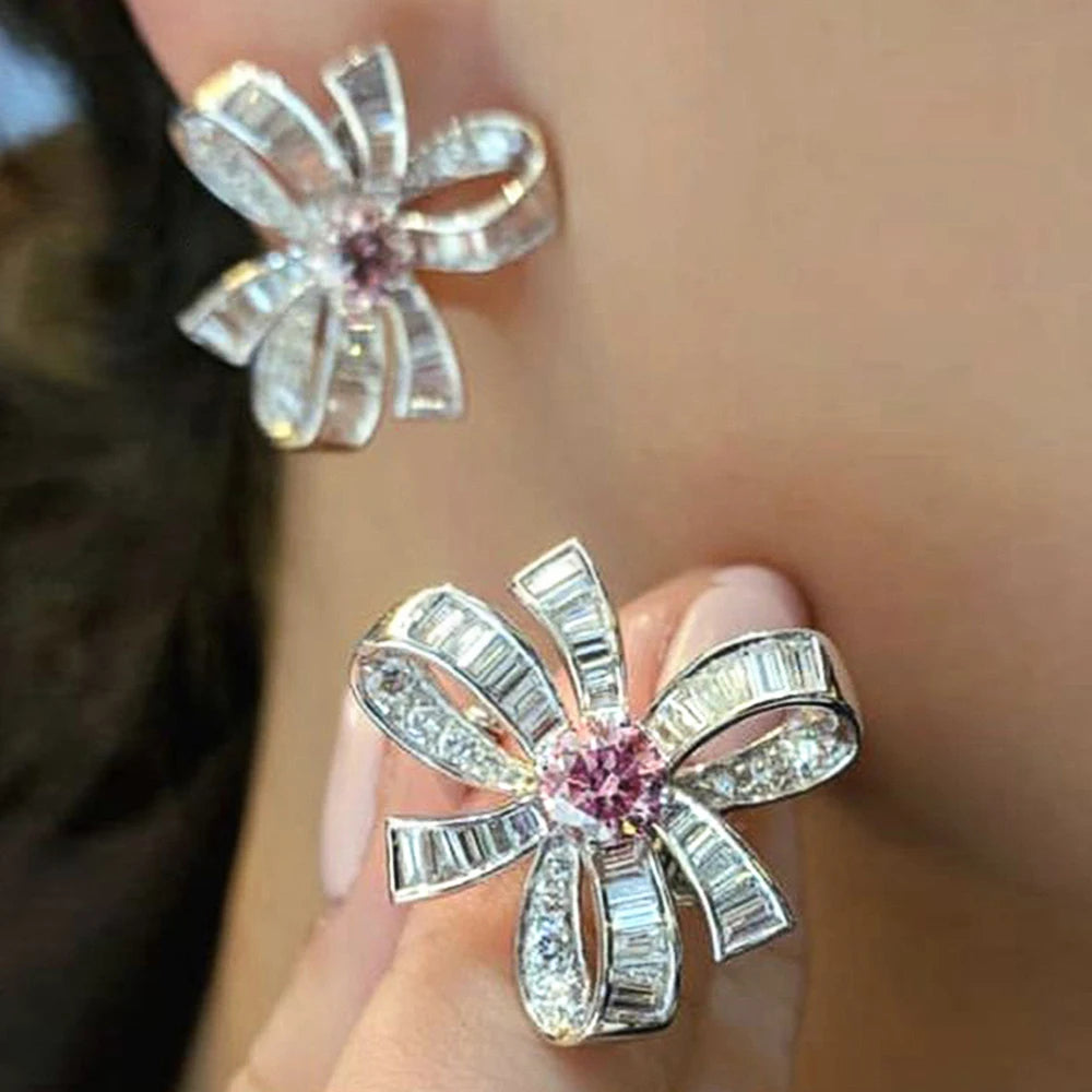 Huitan Big Flower Piercing Earrings — Swuffy
