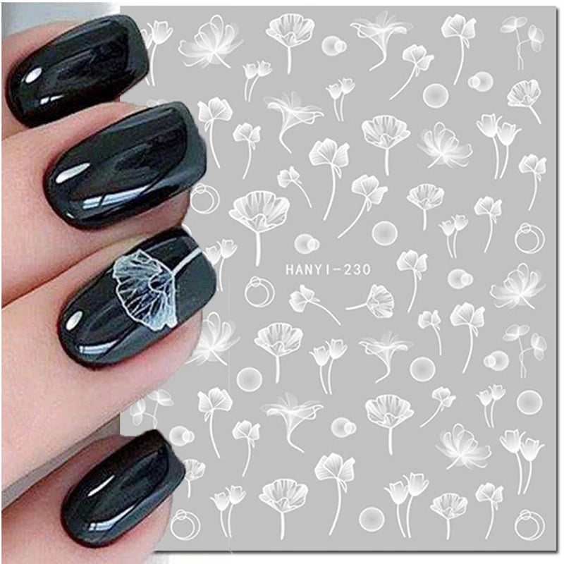 Nail Art Decals Elegant White — Swuffy