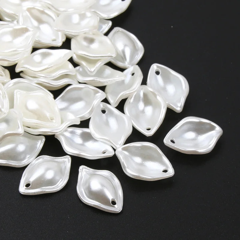 Beige Imitation Pearl Leaf Pendants — Swuffy