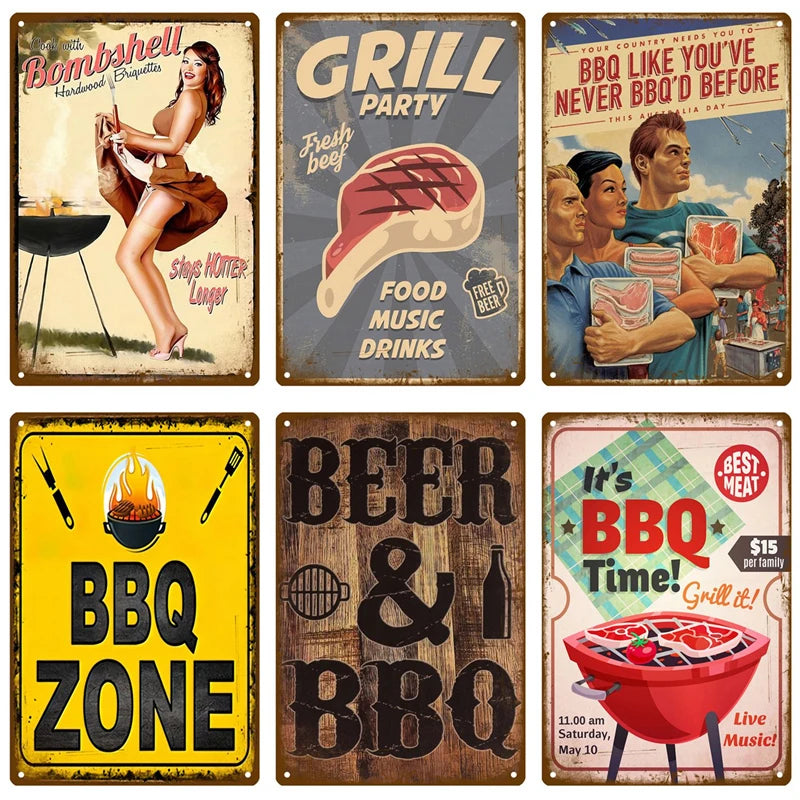 Vintage BBQ Tin Sign — Swuffy