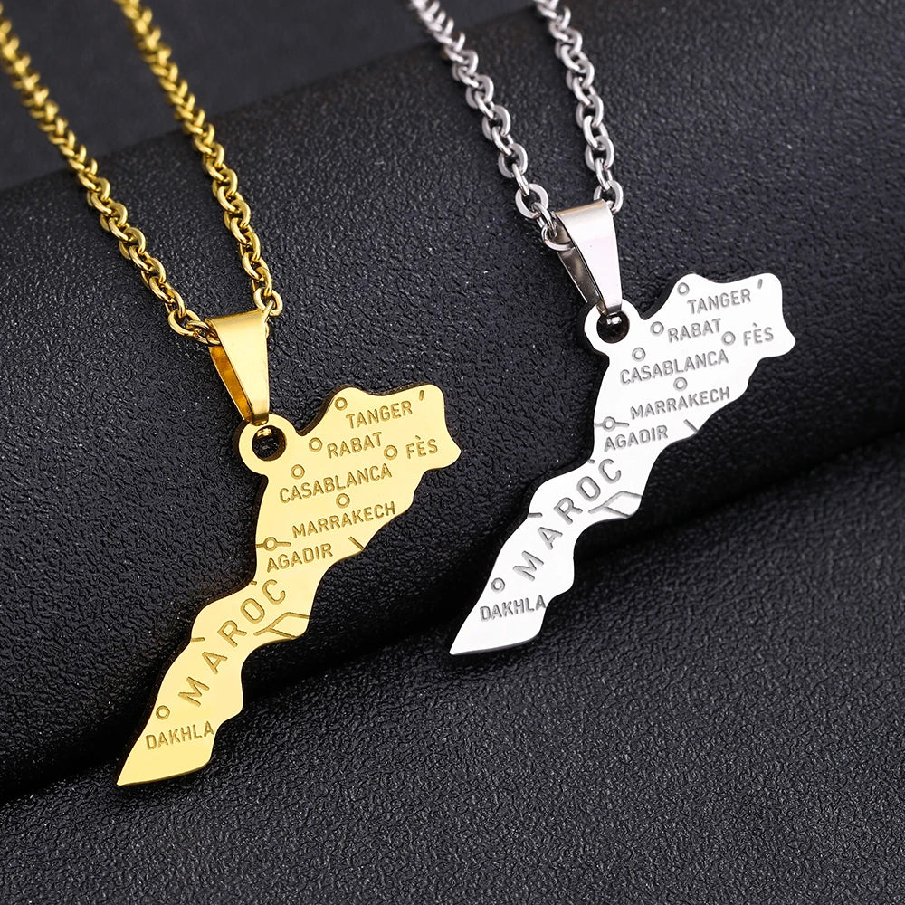 Morocco Map City Pendant Necklace — Swuffy