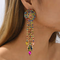 Shiny Rhinestone Tassel Earrings Boho — Swuffy