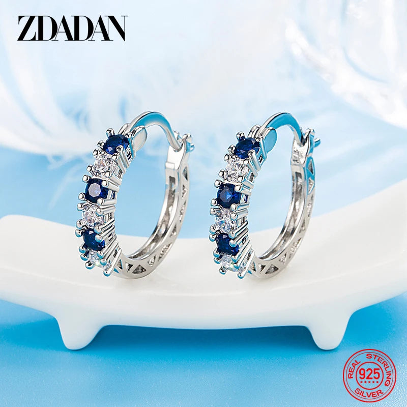 Sterling Silver Aquamarine Hoop Earrings — Swuffy