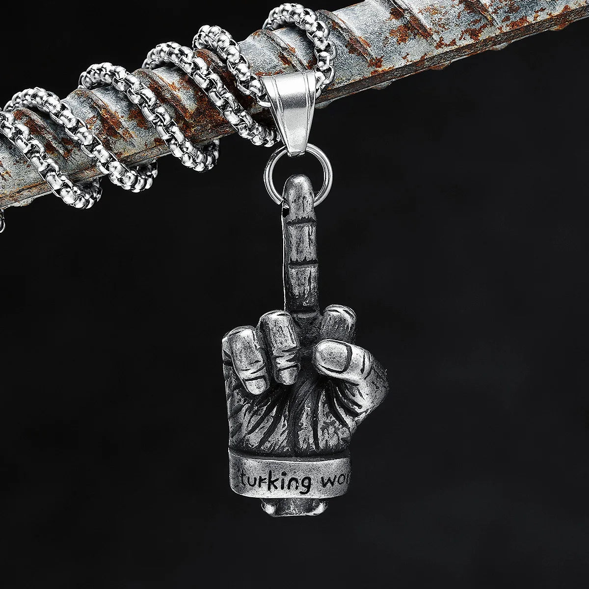 Middle Finger Necklace Stainless Steel — Swuffy