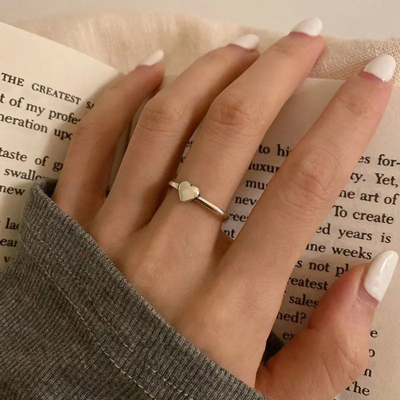 Silvery Open Heart Ring Fashionable — Swuffy
