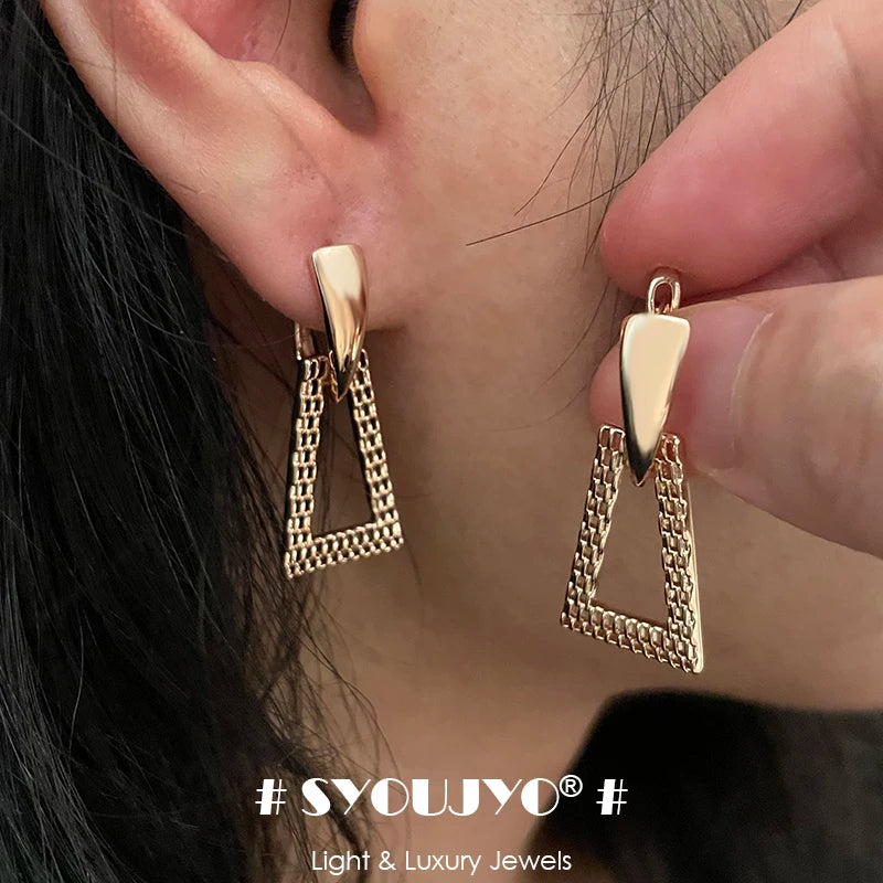 Nuvora Syoujyo Luxury Triangle Dangle Earrings Women Vintage — Nuvora
