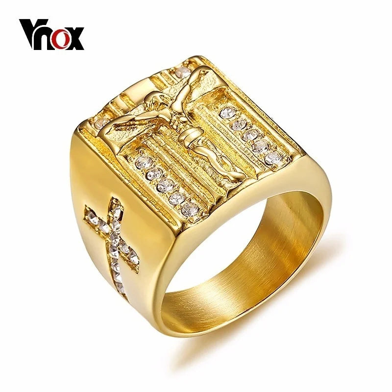 Nuvora Vnox Punk Jesus Christ Cross Chunky Ring — Nuvora