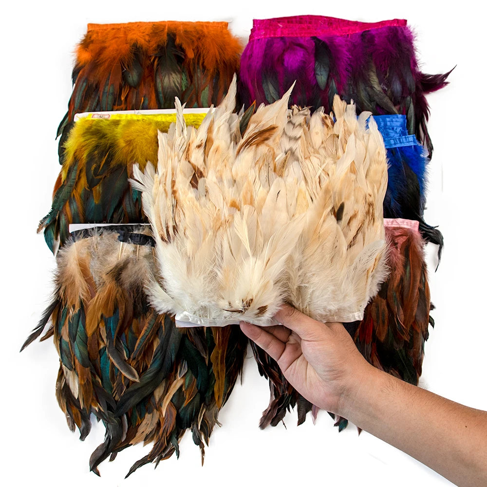 Meter Natural Rooster Feathers Trim — Swuffy