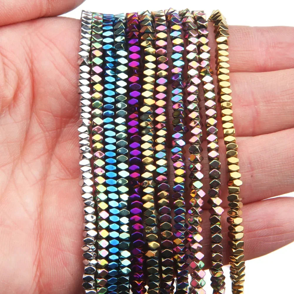 Hematite Cube Faceted Bead Plated — Swuffy