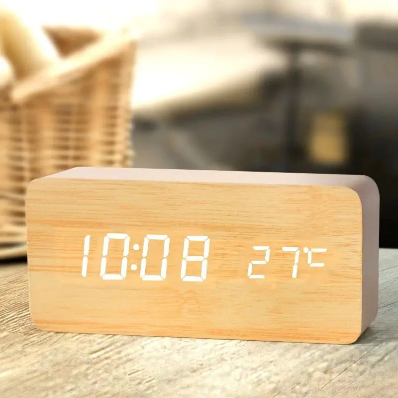 Wooden Digital Alarm Clock LED — Swuffy