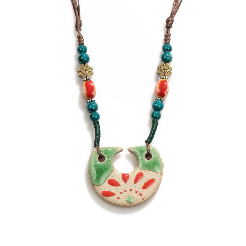 Handmade Vintage Ceramic Necklace Retro — Swuffy
