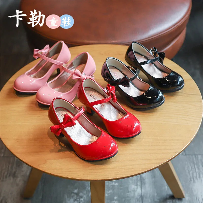 Girls Leather Shoes Autumn Bowtie — Swuffy
