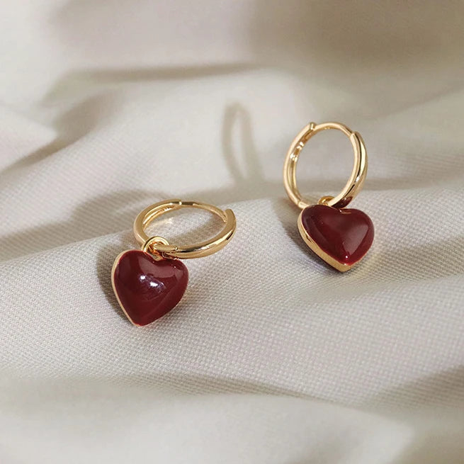 Nuvora Ponykiss Gold Color Heart Enamel Hoop Earrings — Nuvora