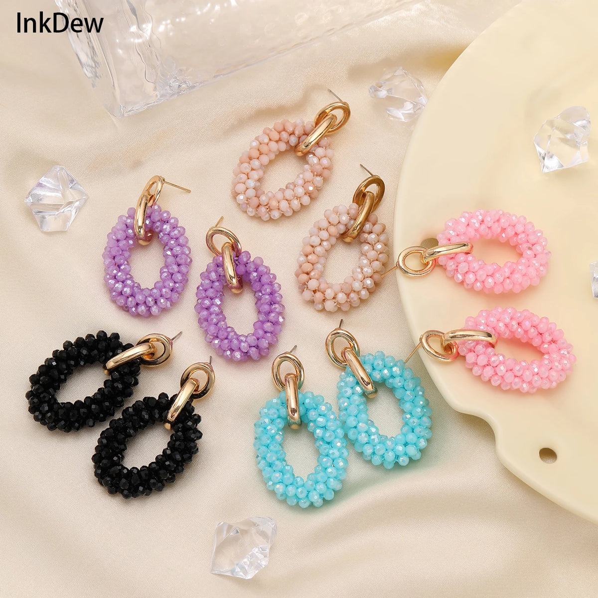 Inkdew Oval Drop Earrings Chain — Swuffy