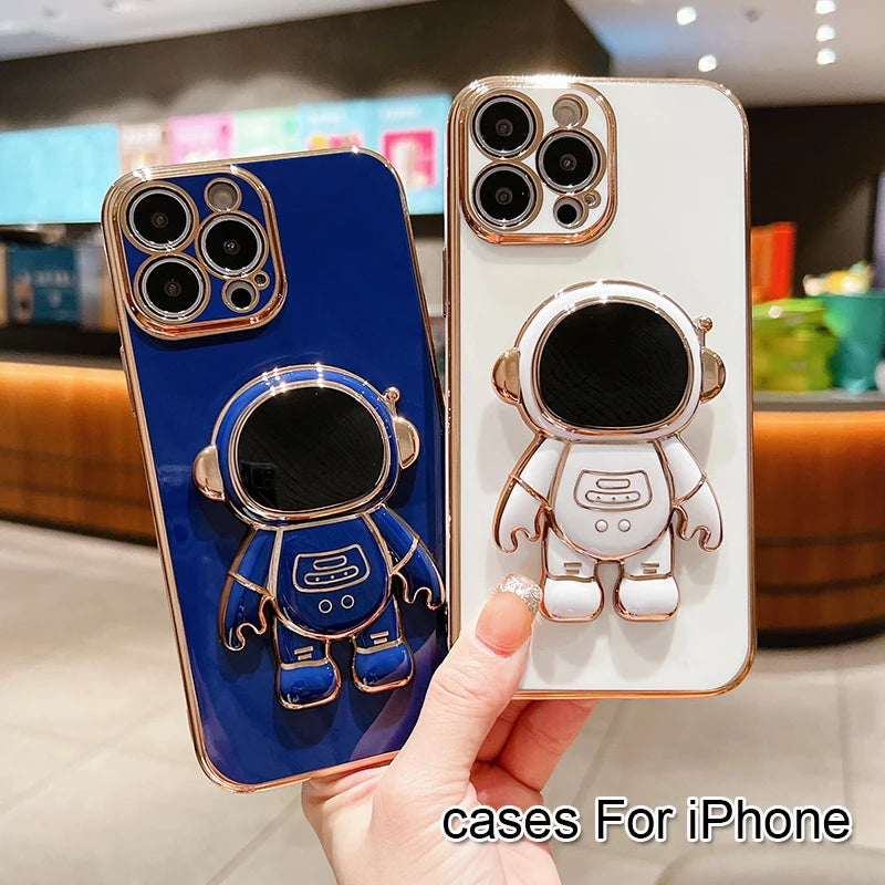 Electroplating Astronaut Bracket Phone Case — Swuffy