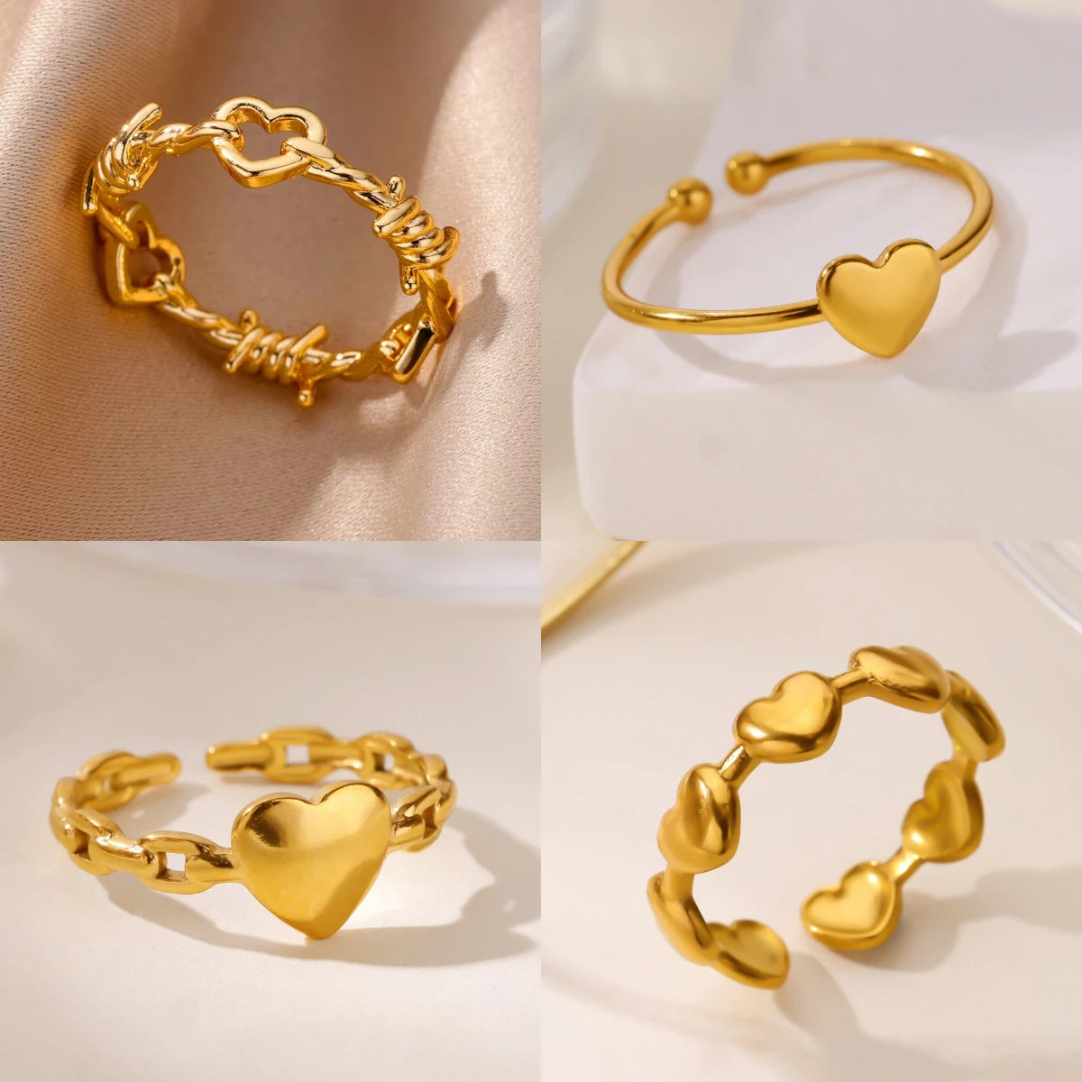 Stainless Steel Heart Rings Vintage — Swuffy