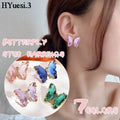 Zircon Butterfly Stud Earrings Silver — Swuffy