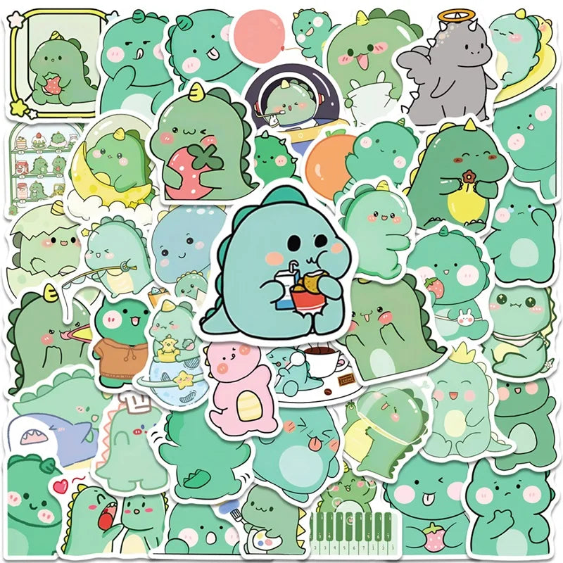 Kawaii Green Dinosaur Pvc Sticker — Swuffy