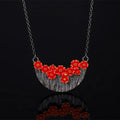 Vintage Necklace Elegant Red Flower — Swuffy