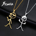 Funny Necklace Woman Doodle Stickman — Swuffy