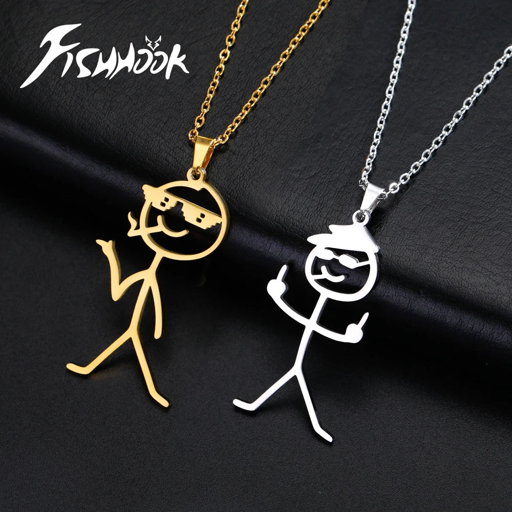 Funny Necklace Woman Doodle Stickman — Swuffy