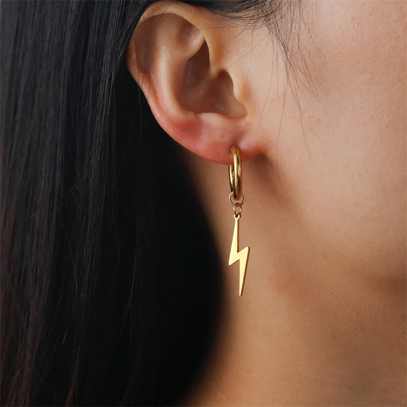 Stainless Steel Earrings Lightning Plated — Swuffy