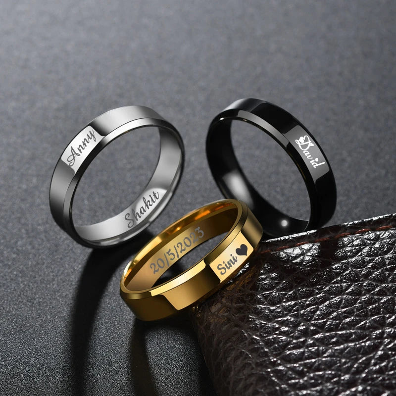 Engraved Name Dating Rings Stainless — Swuffy